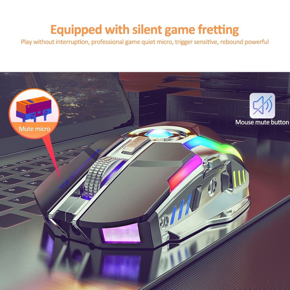 RGB Wireless Gaming Mouse Rechargeable Silent Mouse  Ergonomic 7 Keys Backlit 1600 DPI LED Backlit Mice For Computer PC