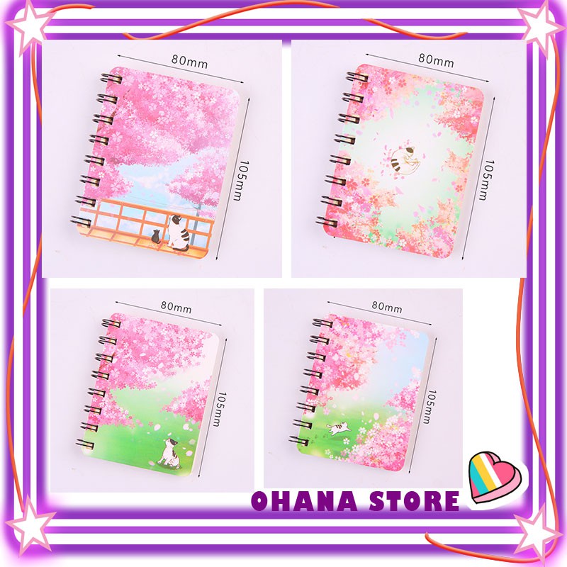 Sổ lò xo mini Mèo và Hoa