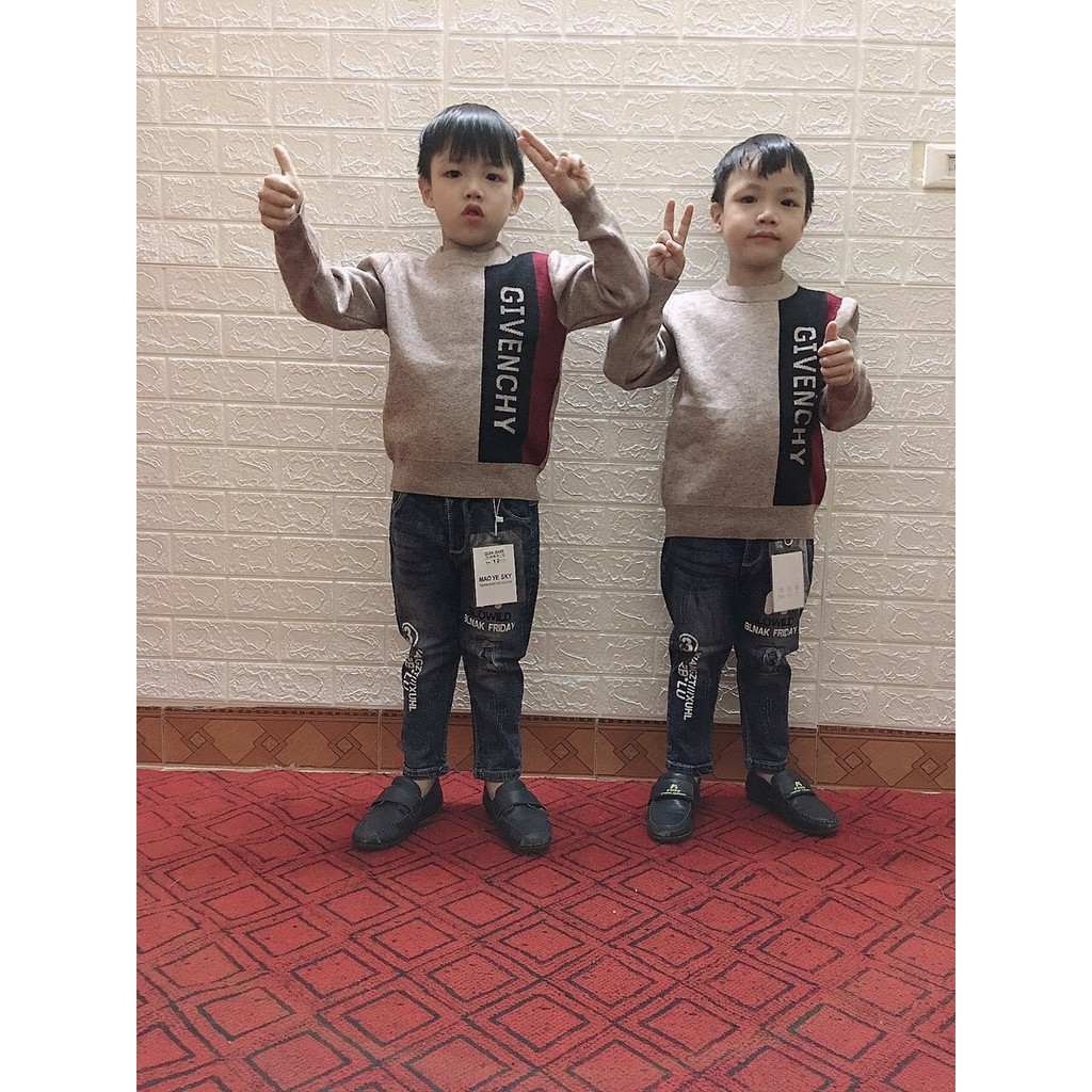 Áo len dài tay hai lớp cho bé trai ,ảnh thật 100%