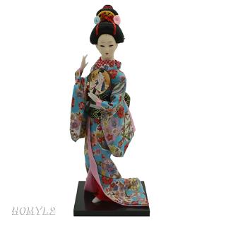 12inch Japanese Geisha Lady Doll with Floral Kimono Ornament Home Decoration