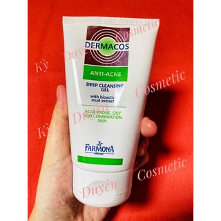 ✅ dermacos sữa rửa mặt farmona dermacos anti acne deep cleansing gel 150ml, sạch sâu ngừa mụn, cho da dầu