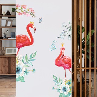 Decal dán tường đôi hồng hạc