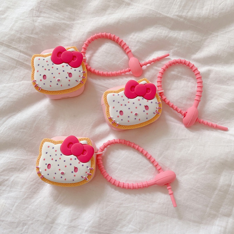 Vỏ Bảo Vệ Hộp Sạc Tai Nghe AirPods 2 1 3 Pro Hình Mèo Hello Kitty 3D Dễ Thương