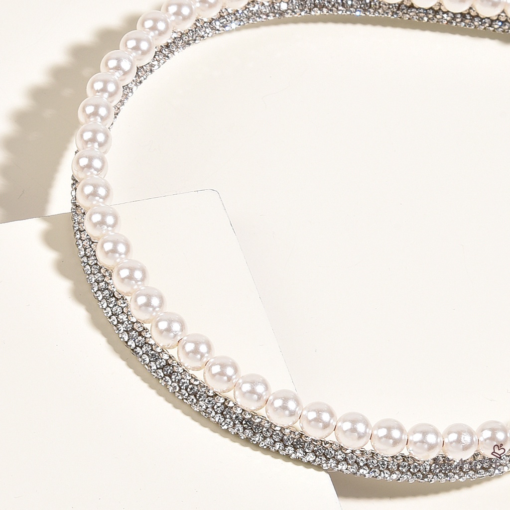 Băng Đô Cài Tóc Đính Đá Ngọc Trai Thời Trang Đơn Giản Cho Nữ