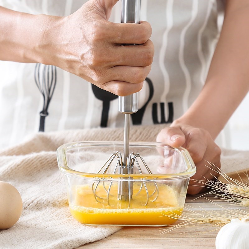 Phới trộn bột, đánh trứng Inox có trục xoay khi nhấn bán tự động làm bánh 2 Size tùy chọn, tiện lợi 88198 SHIPNHANH88