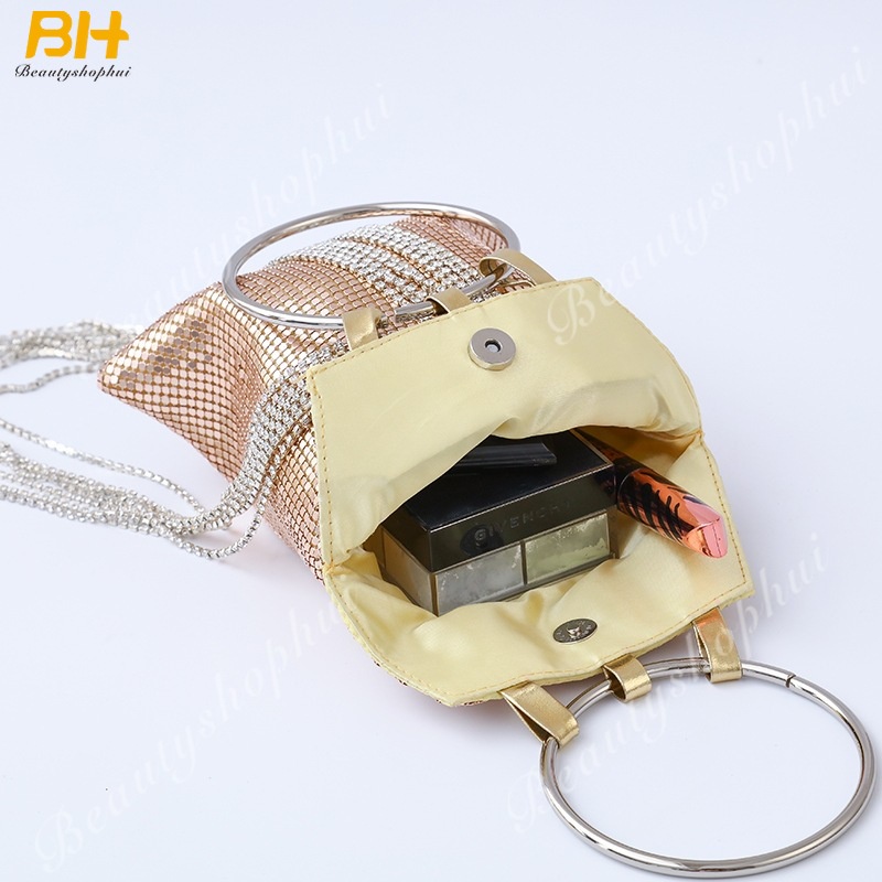 Túi Dự Tiệc Cầm Tay Bằng Nhôm Đính Kim Sa Và Tua Rua Kiểu Dáng Mới 2022 Cho Nữ