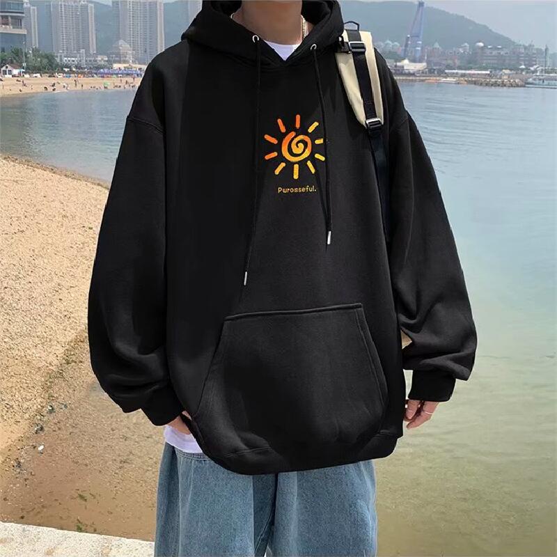Áo Hoodie Mùa Đông Dáng Rộng Thoải Mái Có Túi Tay Dài In Họa Tiết Thời Trang Nhật Bản Cho Nam Size M-8XL