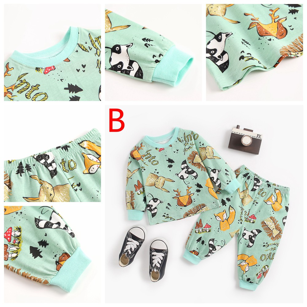 Set Đồ 2 Món Sanlutoz Bằng Cotton Gồm Áo Thun Và Quần Dài Phong Cách Hoạt Hình Đáng Yêu Cho Bé