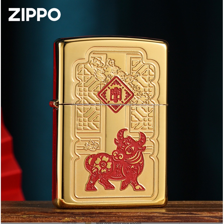 Mô Hình Zippo trâu mạ vàng xuân Tân Sửu