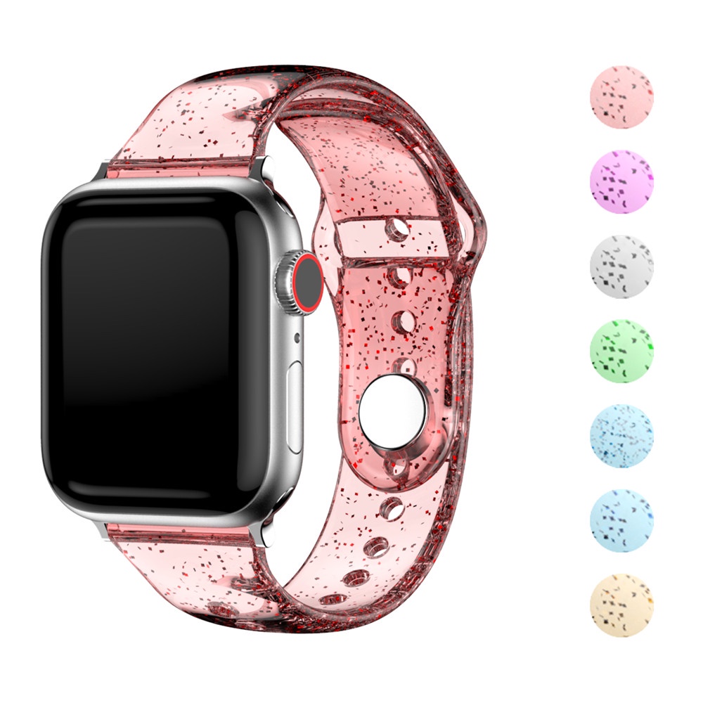 Dây Đeo Trong Suốt Siêu Mỏng Lấp Lánh Cho iWatch 38mm 40mm 42mm 44mm Series 7 SE/6/5/4/3 T500 pro