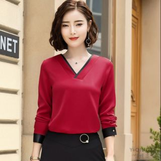 Áo sơ mi công sở nữ cổ V