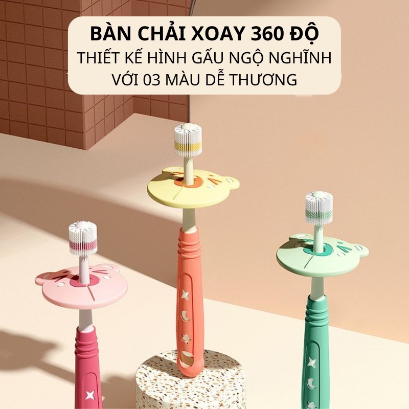 BÀN CHẢI ĐÁNH RĂNG XOAY 360 ĐỘ SIÊU MỀM VÀ AN TOÀN CHO BÉ