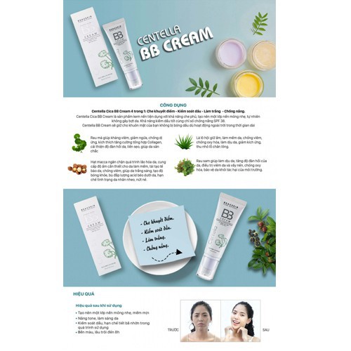 Bb cream Beauskin, kem lót nền trang điểm, dành cho da dầu, hỗn hợp chiết xuất rau má BeauSkin Centella 45ml