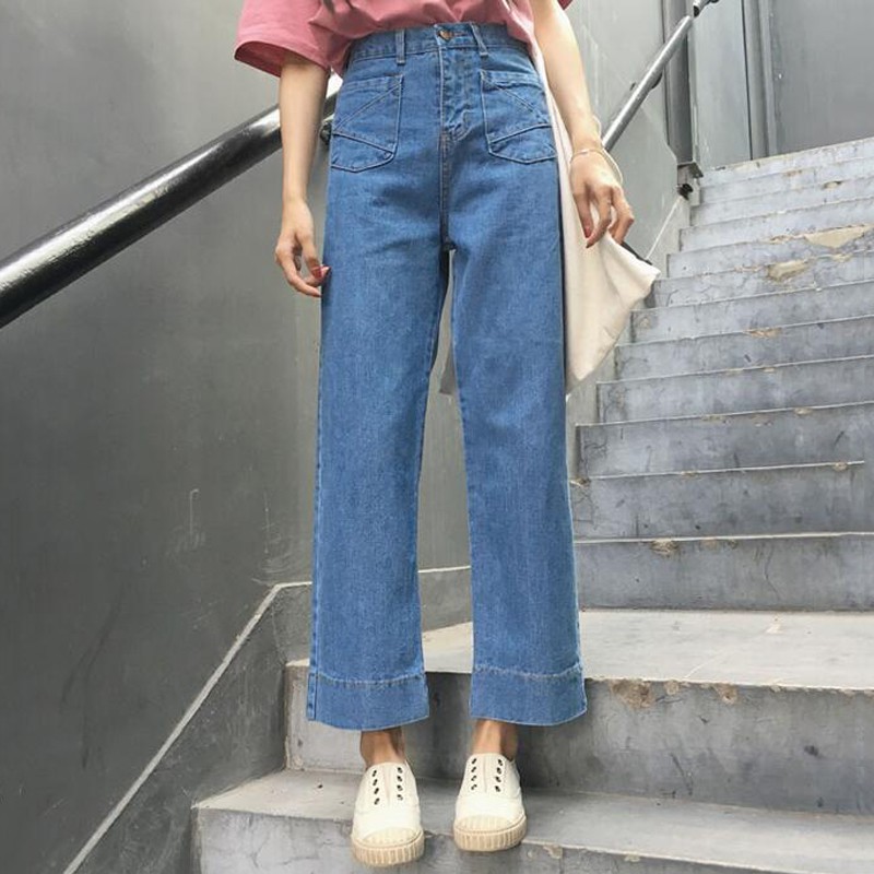 Quần culottes jeans ống suông (Sẵn)