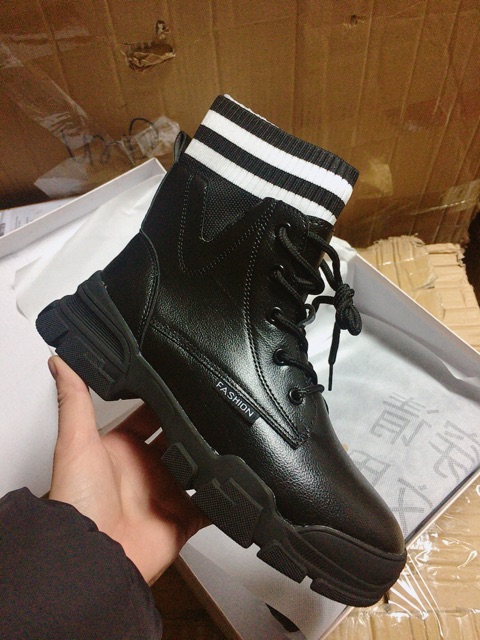 [New Fashion] Boot Nữ Chất Da Mềm Cổ Phối Chun Len Fashion M6 (Fullbox) | BigBuy360 - bigbuy360.vn