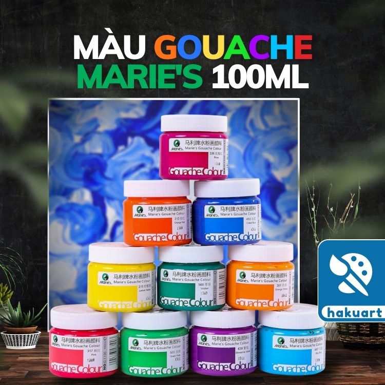 Màu Gouache MARIE'S Cao Cấp Lẻ Hũ 100ml - Họa Cụ Hakuart