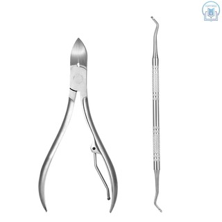 [Hàng mới về] Set 2 kìm cắt da + dụng cụ lấy khóe chân bằng thép không gỉ chăm sóc da làm móng tiện dụng
