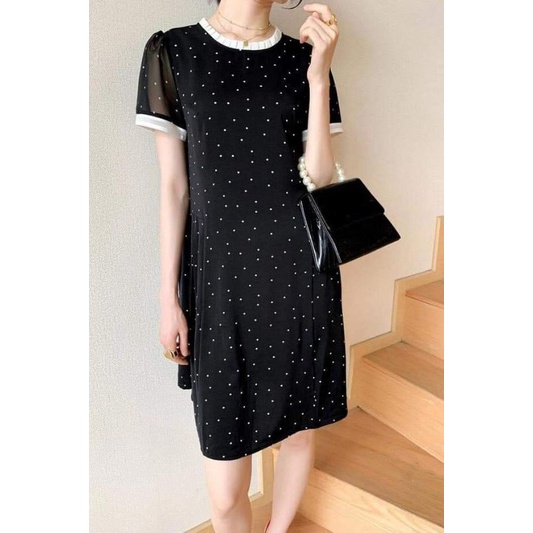 váy chấm bi dáng suông siêu xinh bầu bí bon chen