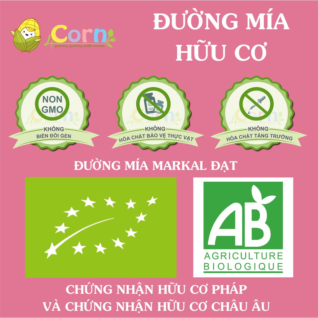 Đường mía hữu cơ hạt nhỏ - Cho bé 12m+