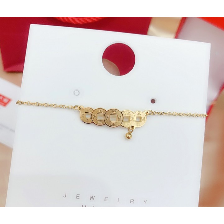 LẮC TAY TITAN ĐỒNG XU MẠ VÀNG 24K TA124 BỀN MÀU SIÊU ĐẸP