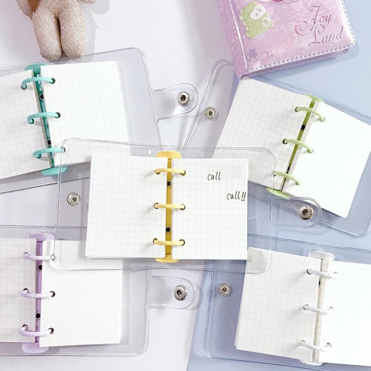 Sổ còng mini SOLANO sổ ghi chép gáy còng bìa nhựa trong suốt có thể thay giấy SN-001335
