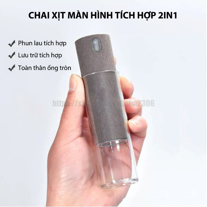 [Dạng Ống Tròn] Bình Xịt Vệ Sinh Màn Hình Điện Thoại/Máy Tính Bảng/Laptop 15ml Cầm Tay Tích Hợp 2in1