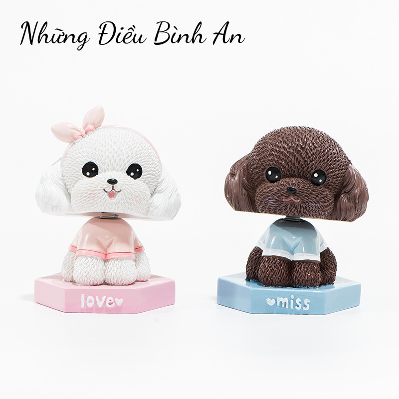 Tượng Cún con Poodle cổ lắc lò so trang trí ô tô, bàn làm việc dễ thương 💕FREESHIP 50k💕 - Những Điều Bình An