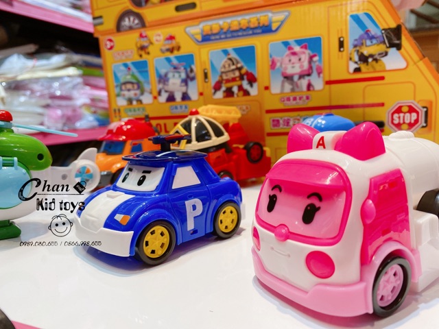 LOẠI TO_Bộ 6 xe Robot car poli biến hình cảnh sát_kèm video&ảnh thật no168-9