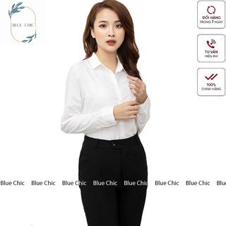 Áo sơ mi nữ Blue Chic dài tay form rộng kiểu sơmi màu trắng xanh đẹp thời trang công sở đi học