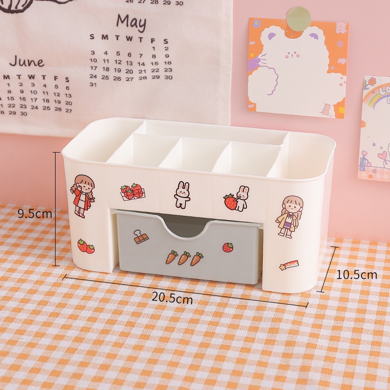 Kèm sticker- Kệ đựng mỹ phẩm để đồ trang điểm tủ đựng mỹ phẩm làm bằng nhựa cứng có chia ô