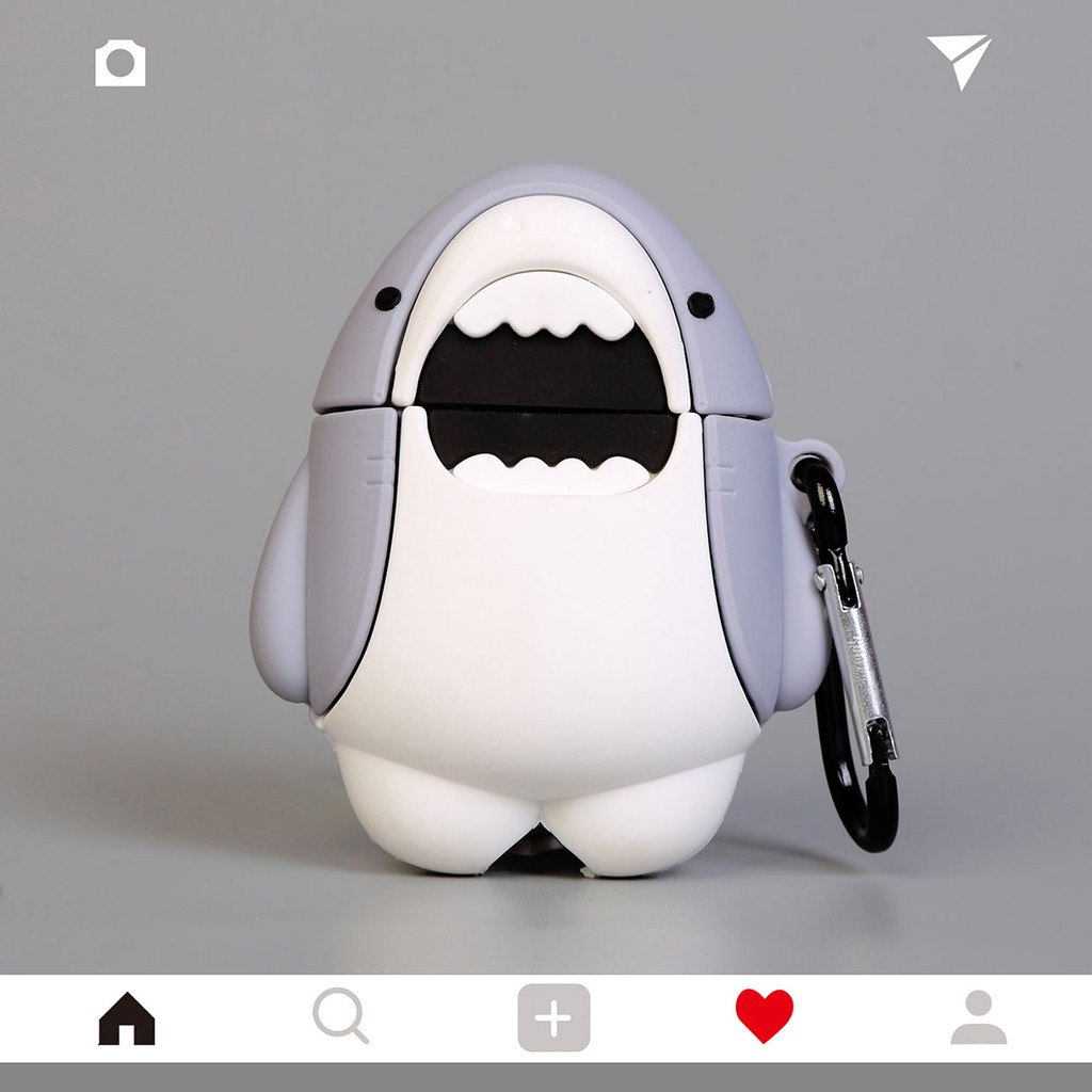 Vỏ Ốp Case Airpod Airpods bảo vệ bao đựng tai nghe không dây bluetooth hình cá mập Lovely Shark Pro/2/i12/tws - Lala17