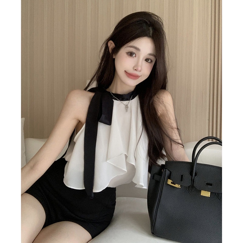 Áo Chiffon Sát Nách Kiểu Pháp Thời Trang Mùa Hè Cho Nữ