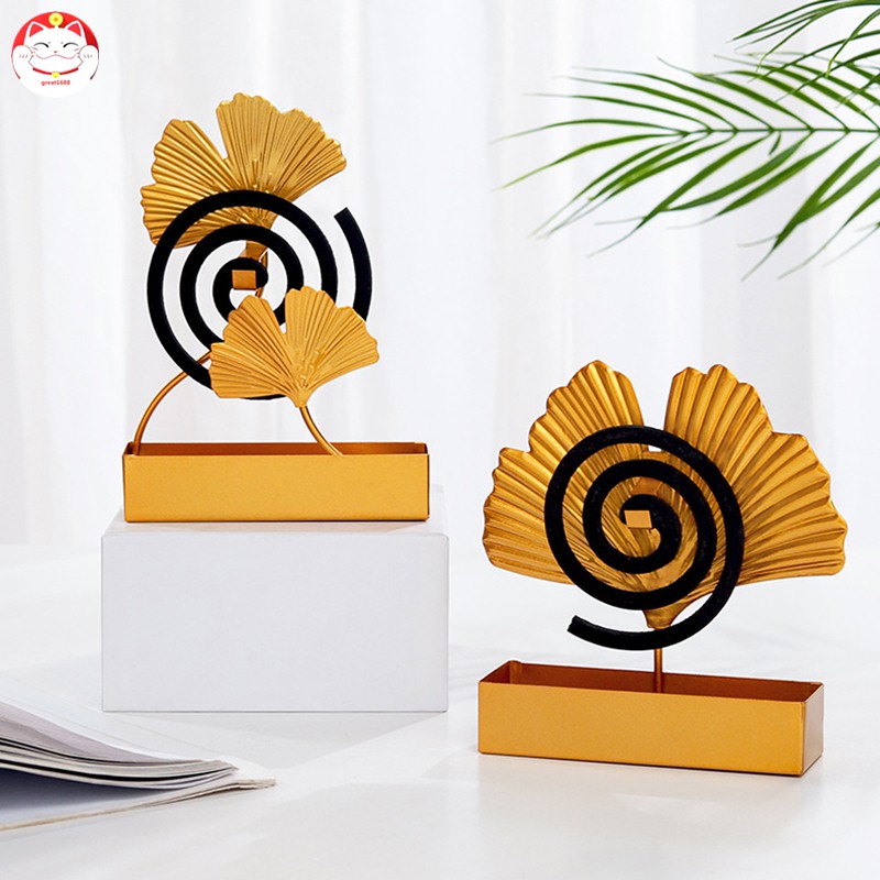 Mosquito Coil Holder Ginkgo Leaf Summer Day Iron Mosquito Repellent Incenses Rack Plate Indoor Home Decoration