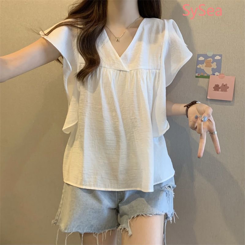 Áo Sơ Mi Chiffon Plus size Phong Cách Pháp Thời Trang Mùa Hè Cho Nữ