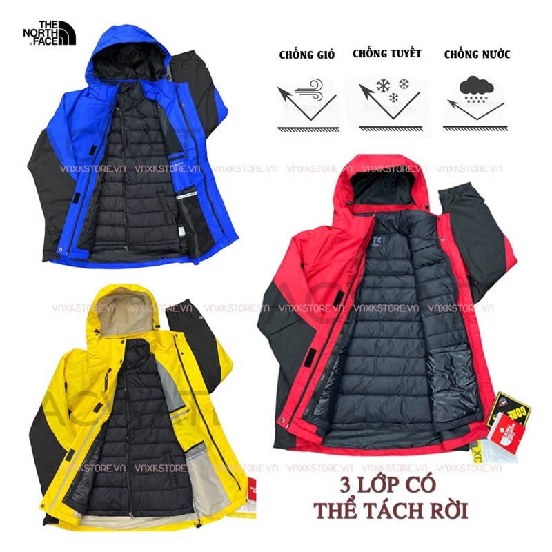 Áo Khoác Phao 3 Lớp Siêu Ấm Chống Gió Chống Nước The North Face Form Châu Âu (Bảo Hành 1 Đổi 1 Trong 7 Ngày)