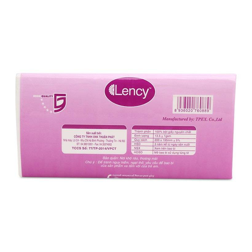 Khăn Giấy Lụa Lency Đa Năng Cao Cấp (280 tờ 2 lớp)