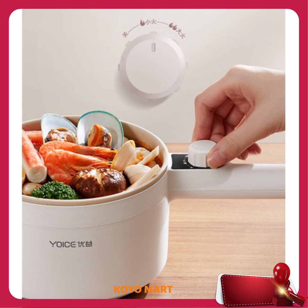 Nồi lẩu điện đa năng mini Yoice Y-DZG1002, dung tích 1.0 lít, chống dính tốt, inox chuẩn 304, nhỏ gọn và tiện lợi