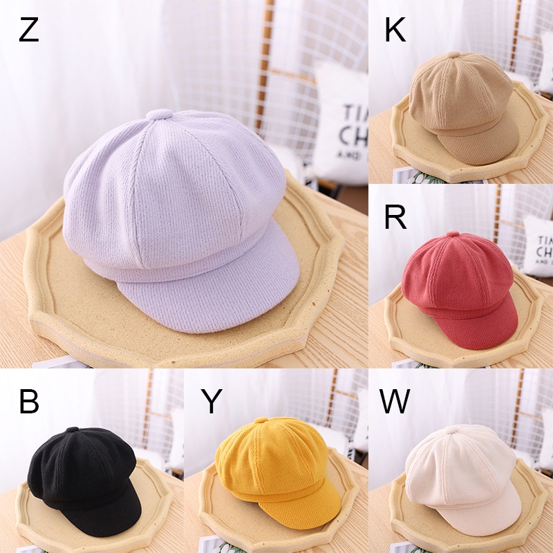 Mũ nồi màu trơn đơn giản giữ ấm thời trang mùa thu đông xinh xắn cho bé gái