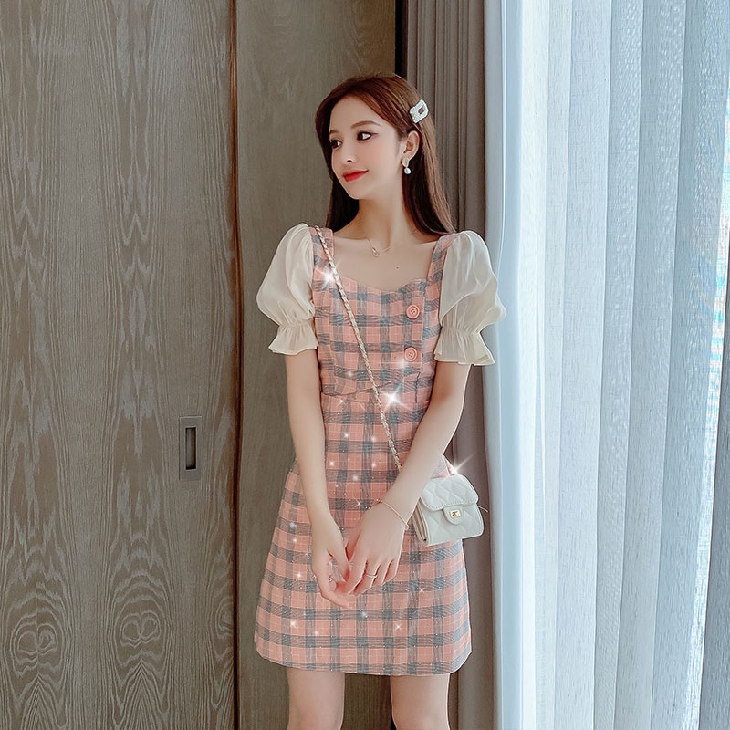 váy xanh bơ đầm bigsize nữ đầm dự tiệc sang trọng đầm tay phồng váy nữ váy nữ xinh đầm vintage đầm caro đầm cổ vuông đầm hở lưng