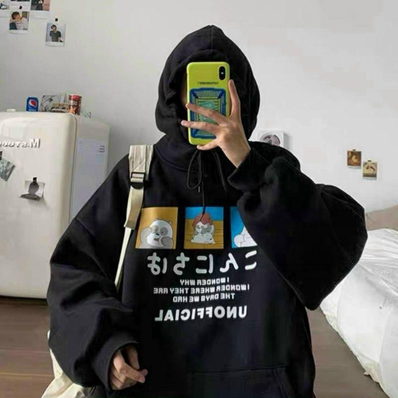 Áo Hoodie UNO chữ Nhật Unisex Chất Nỉ Ngoại PE Form Rộng Phủ Mông- Phong Cách Basic Hàn Quốc Nón MIKO