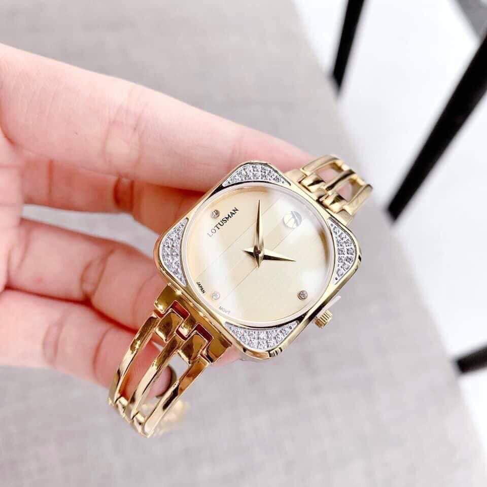 Đồng hồ nữ_Lotusman_đồng hồ nữ chính hãng LT06B.AAW stainless steel sapphire crystal case 30x30mm. 3atm.