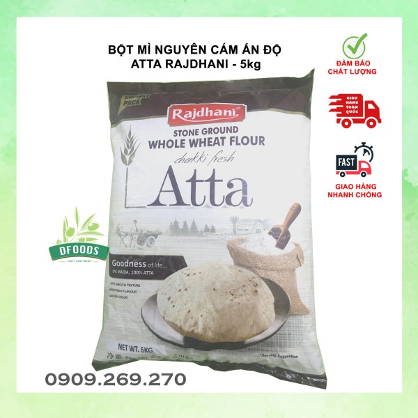 Bột Mì Atta Nguyên Cám Rajdhani túi 5kg [date 10/2022]