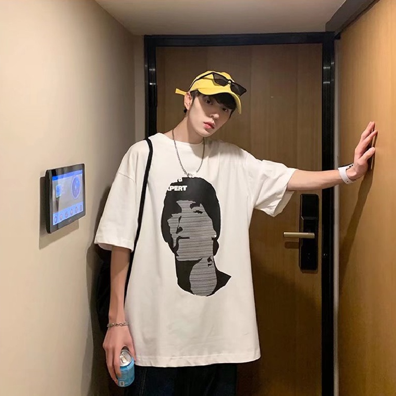 Áo Thun Tay Ngắn Dáng Rộng In Chữ Thời Trang Mùa Hè Phong Cách Hàn Quốc Cho Nam Giới Size M-5XL