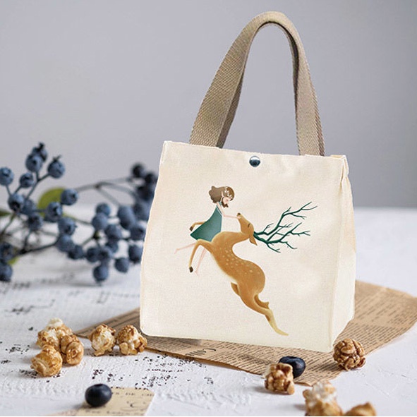 Túi canvas đựng hộp cơm trưa họa tiết dễ thương tiện dụng cho nữ | BigBuy360 - bigbuy360.vn