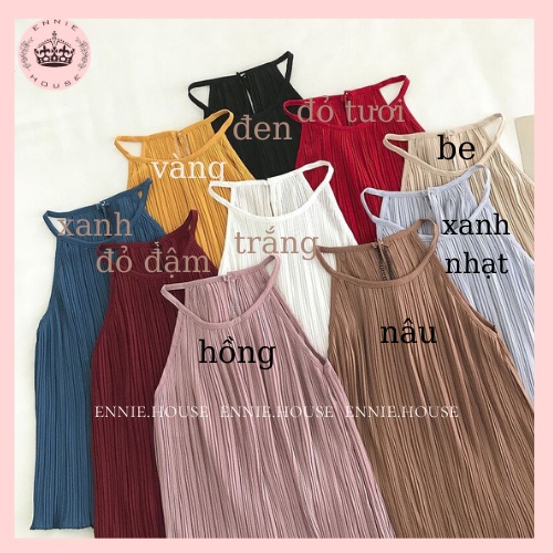 Áo Sát Nách Xếp Ly QC Chất Liệu Lụa Mềm 11 Màu Ennie Có Video Kèm Ảnh Cận Chất CD051