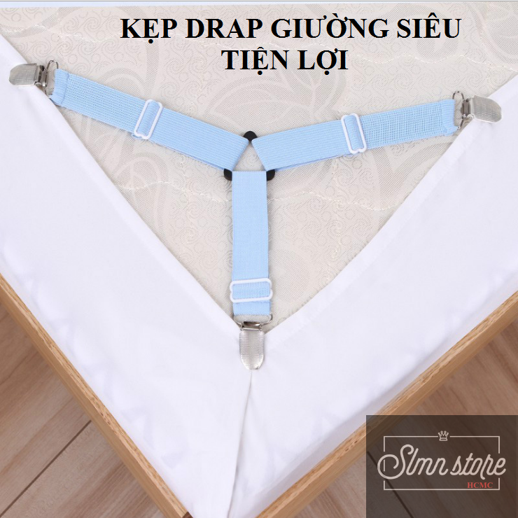 Bộ 4 dây Kẹp drap 3 chấu Inox Cố Định Ga Giường, Drap Giường, Tấm Trải Giường Chống Xê Dịch Chịu Lực Tốt. SD1_KDrap-3ch