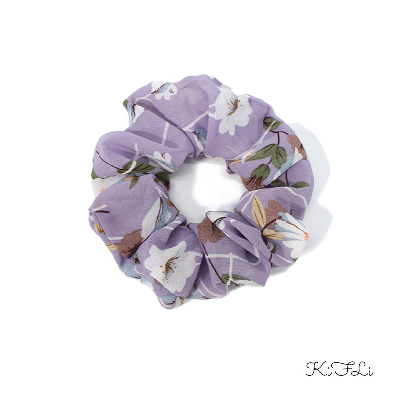 Dây cột tóc chiffon họa tiết hoa lá thời trang cho nữ