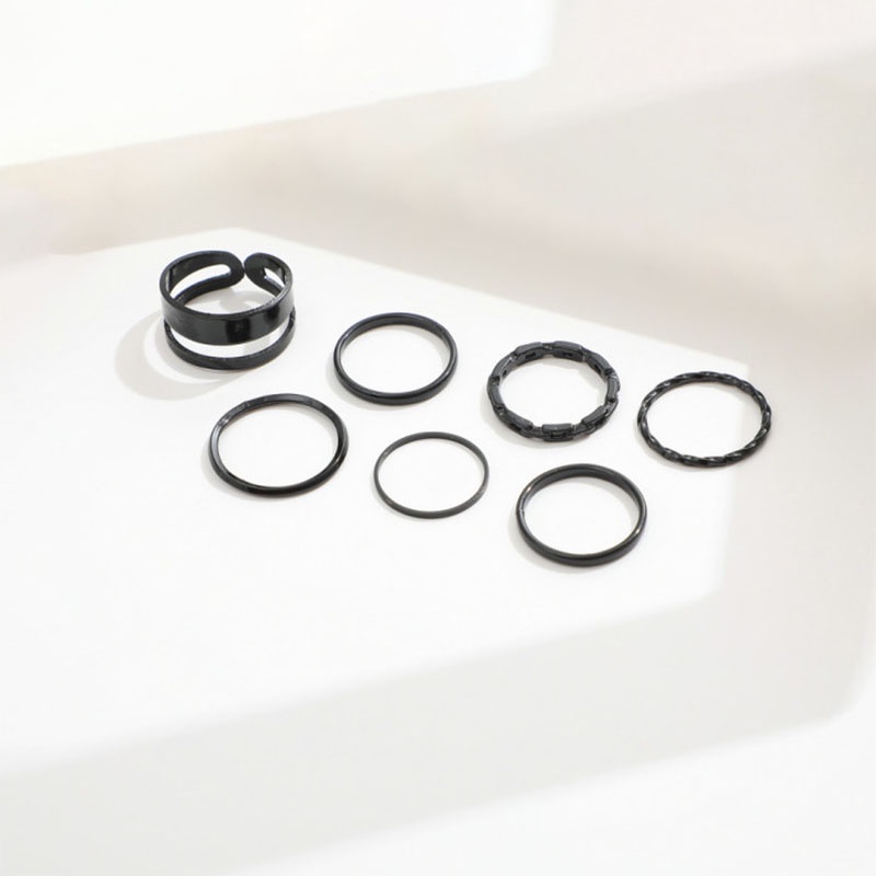 Bộ 7 Nhẫn Màu Đen Thiết Kế Sáng Tạo Cá Tính