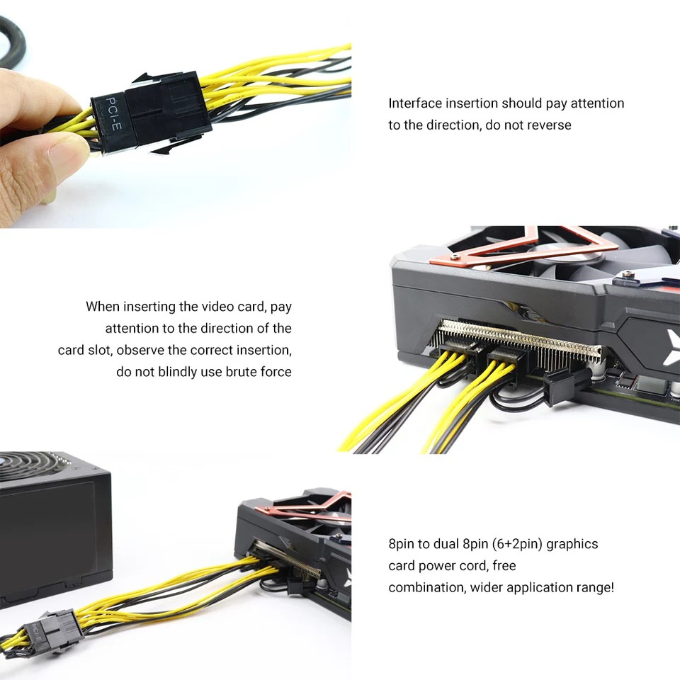 Cáp chuyển đổi VGA 8pin cái sang kép 8 pin PCIE (6 +2) Male PCIE VGA | BigBuy360 - bigbuy360.vn