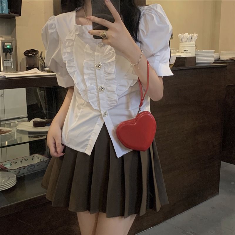 Áo Sơ Mi Trắng Tay Ngắn Phồng Thiết Kế Mới 2021 Dành Cho Nữ | BigBuy360 - bigbuy360.vn